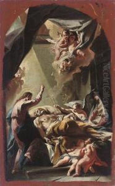 The Death Of Saint Joseph: A Modello For An Altarpiece Oil Painting by Carlo Innocenzo Carloni