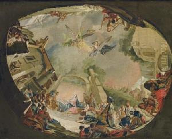 The Adoration Of The Magi, A Bozetto For A Ceiling Design Oil Painting by Carlo Innocenzo Carloni