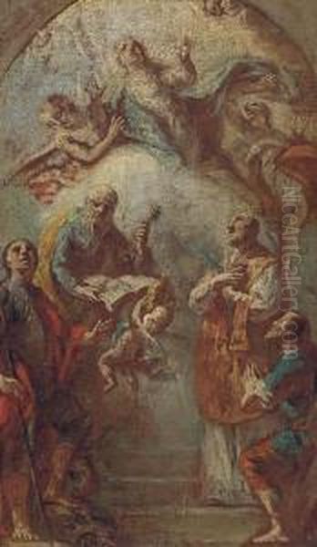 The Assumption Of The Virgin With Attendant Saints Oil Painting by Carlo Innocenzo Carloni