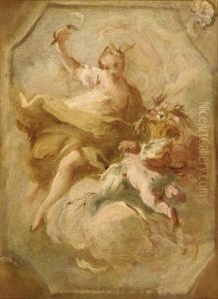 Ceres - A Bozzetto For A Ceiling Decoration Oil Painting by Carlo Innocenzo Carloni