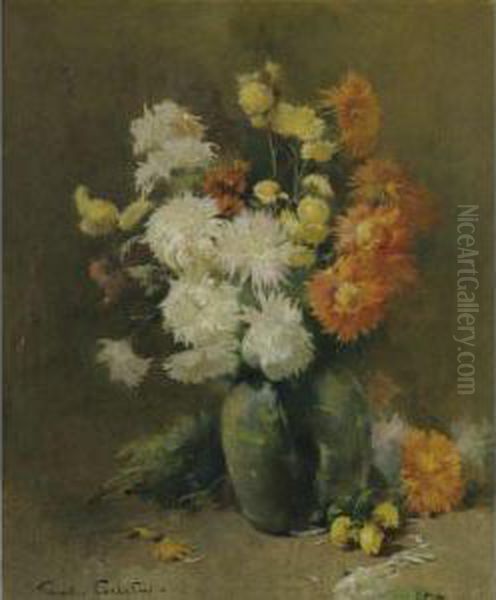 Chrysanthemums Oil Painting by Emil Carlsen