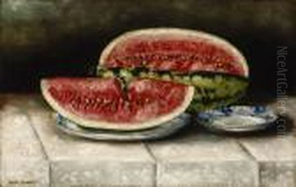 Watermelon Still Life Oil Painting by Emil Carlsen