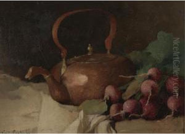 Still Life With Grapes And Radishes Oil Painting by Emil Carlsen