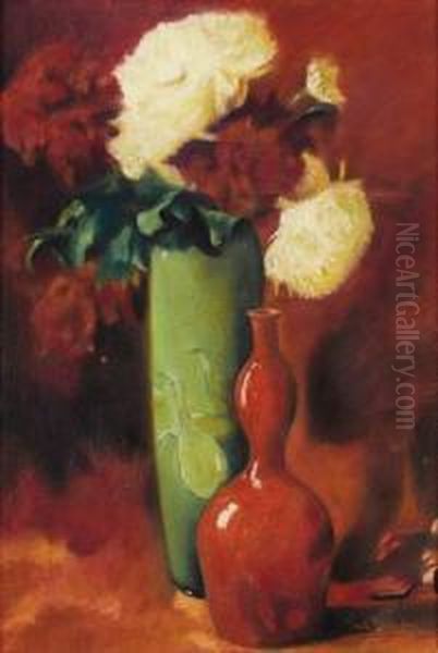 Bouquet Of Flowers And Vases Oil Painting by Emil Carlsen