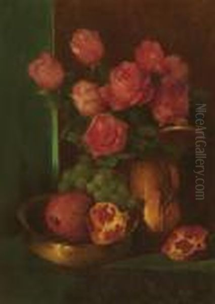 Roses And Copper Urn Oil Painting by Emil Carlsen