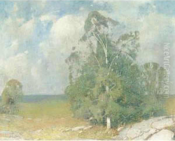 Trees In Full Summer Oil Painting by Emil Carlsen