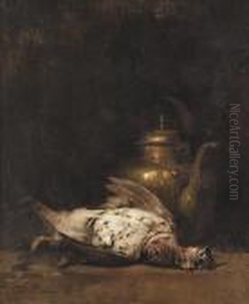 Still Life With A Ruffed Grouse And A Copper Kettle Oil Painting by Emil Carlsen