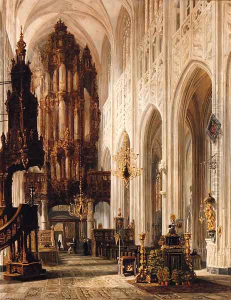 Interior of the Cathedral of Bois-le-Duc Oil Painting by Henry William Brewer