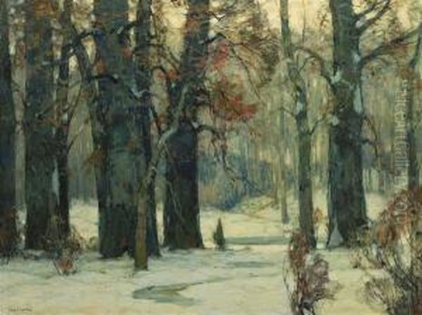 Winter Woodland Oil Painting by John Fabian Carlson