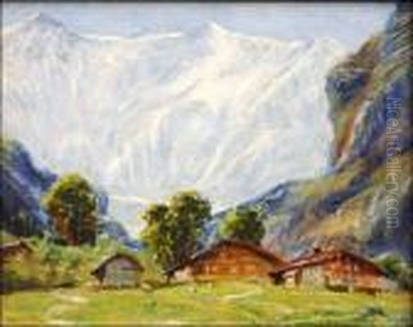 Village In The Valley Oil Painting by John Fabian Carlson