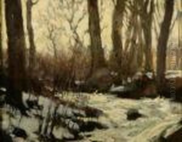 Stream In Winter Oil Painting by John Fabian Carlson