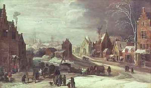 The Outskirts of Antwerp in Winter Oil Painting by J. & Momper, J.de Brueghel