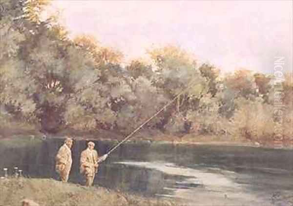 At the Vale of Health Pond, Hampstead Heath Oil Painting by James Loxham Browne