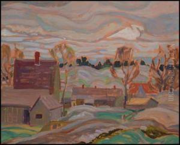 Farmhouse Oil Painting by Franklin Carmichael