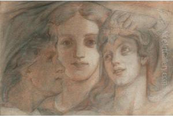 Portrait Sketch Of Three Women Oil Painting by Stewart Carmichael