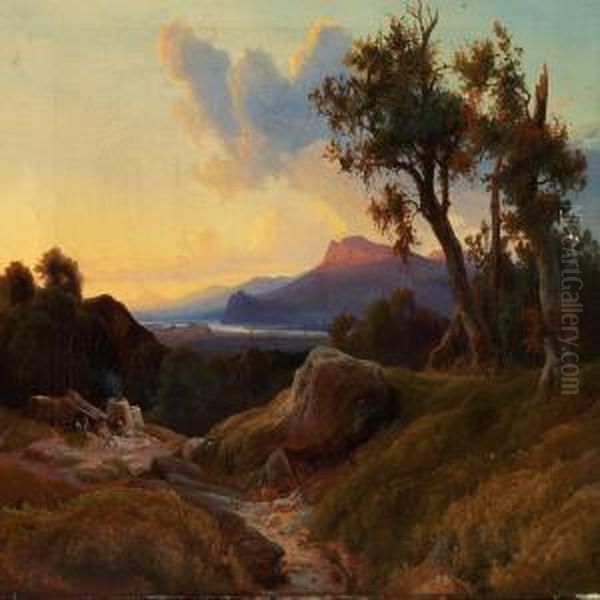 From The Sabine Mountains In Italy Oil Painting by Johann-Hermann Carmiencke