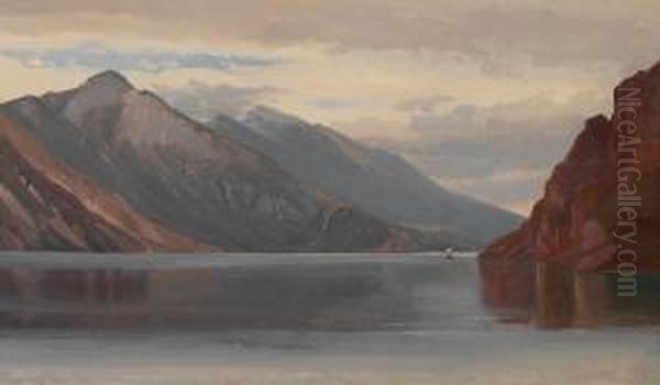 Zugeschrieben - Gardasee Oil Painting by Johann-Hermann Carmiencke