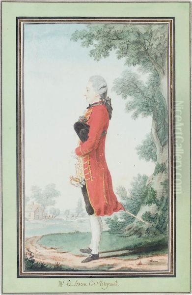 Portrait Of The Baron De Talleyrand, Full-length, In Alandscape Oil Painting by Louis Carrogis Carmontelle