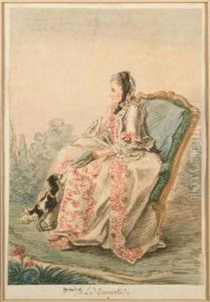 Portrait De Madame De La Grangette Oil Painting by Louis Carrogis Carmontelle