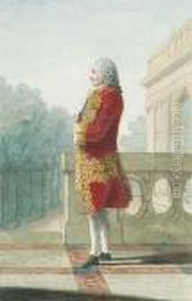 Le Brave Chevert Standing In Profile To The Left On A Terrace Atvillers-coteret Oil Painting by Louis Carrogis Carmontelle