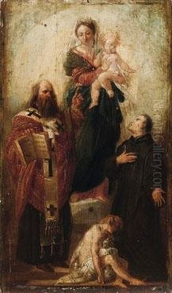 Madonna Col Bambino e Santi Oil Painting by Giovanni Carnovali Il Piccio