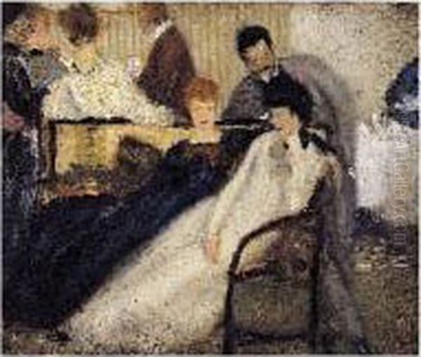 Au Salon, Circa 1900 Oil Painting by Henry Caro-Delvaille