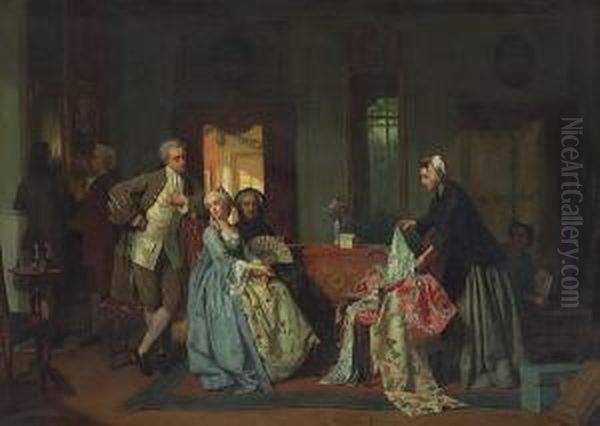 Choosing The New Dress Oil Painting by Jean Carolus