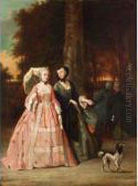 A Walk In The Park Oil Painting by Jean Carolus