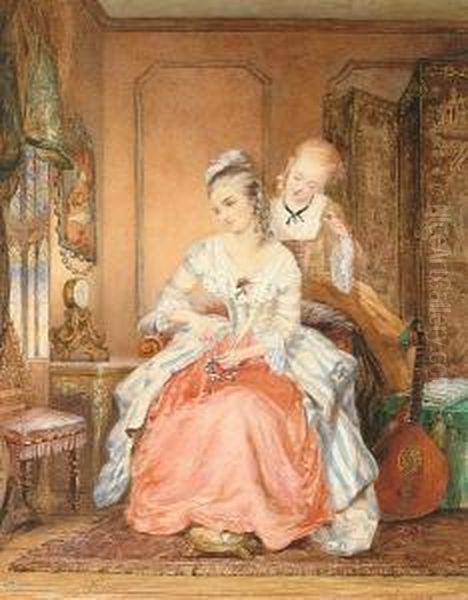 A Lady And Her Maid Oil Painting by Jean Carolus