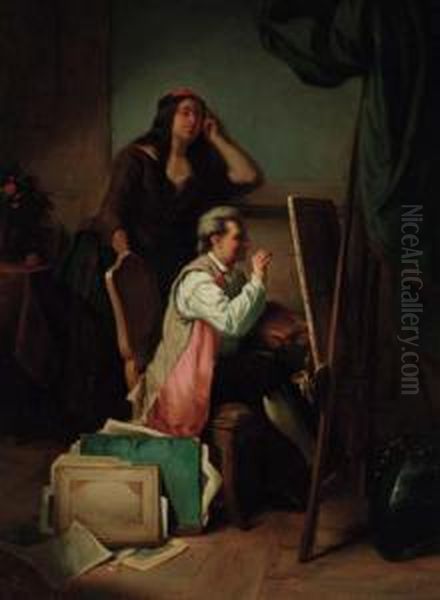 L'atelier Du Peintre Oil Painting by Jean Carolus