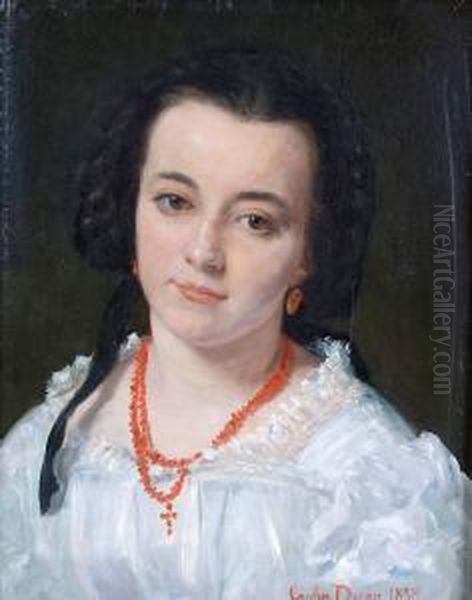 Portrait De Jeune Femme Au Collier De Corail Oil Painting by Carolus (Charles Auguste Emile) Duran