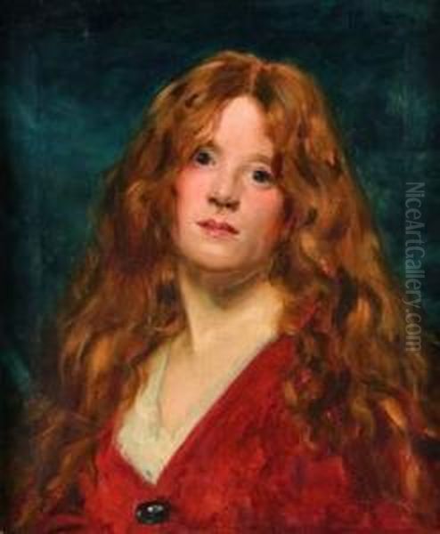 Portrait De Femme Rousse Oil Painting by Carolus (Charles Auguste Emile) Duran