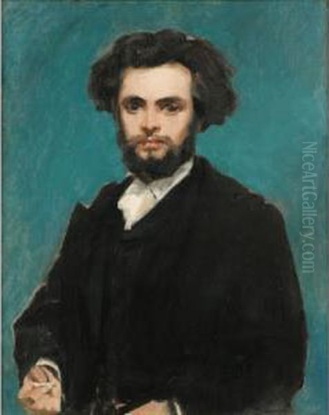 Portrait De Jeune Homme Dit 
Portrait D'un Artiste [, Portrait Of A Young Man, Oil On Canvas.] Oil Painting by Carolus (Charles Auguste Emile) Duran