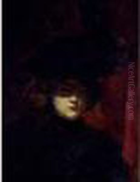 Femme A La Capeline Noire Oil Painting by Carolus (Charles Auguste Emile) Duran