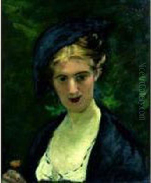 Femme Au Chapeau Oil Painting by Carolus (Charles Auguste Emile) Duran