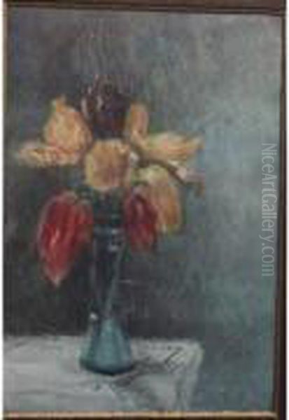 Pauline. Tulipes Oil Painting by Carolus (Charles Auguste Emile) Duran