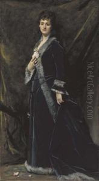 A Portrait Of Helena Modjeska Chlapowski Oil Painting by Carolus (Charles Auguste Emile) Duran