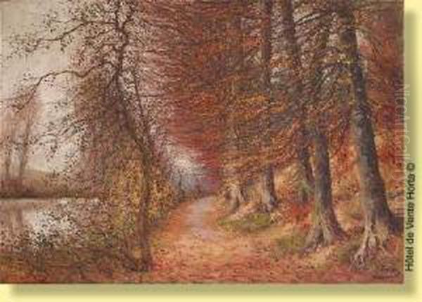 Automne En Foret De Soignes Oil Painting by Joseph Caron