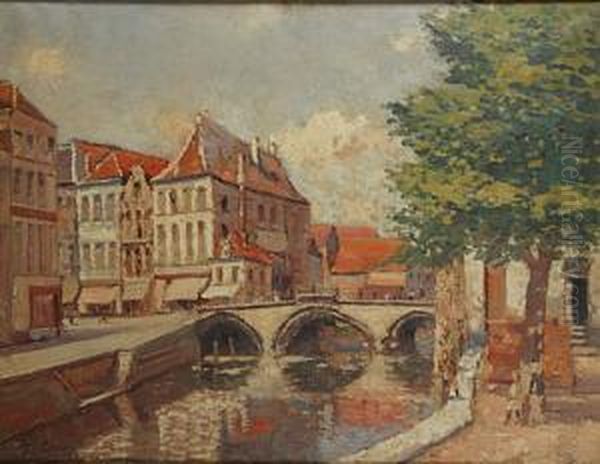 Hoogbrug A Malines Oil Painting by Joseph Caron