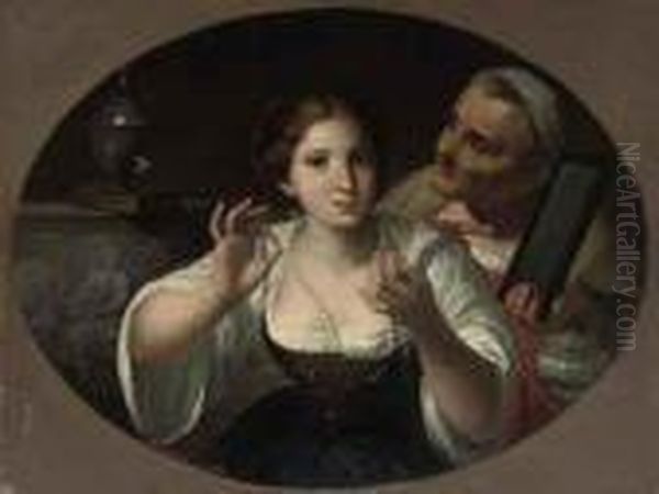 An Allegory Of Vanity Oil Painting by Angelo Caroselli