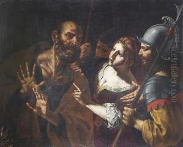 Il Rinnegamento Di Pietro Oil Painting by Angelo Caroselli