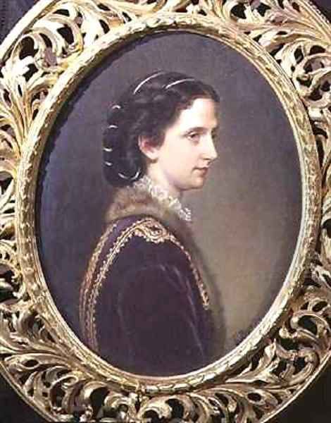 Portrait of Princess Maria Annunziata of Bourbon (1843-71) wife of Archduke Karl Ludwig of Austria Oil Painting by Theodor Breidwiser or Breitwieser