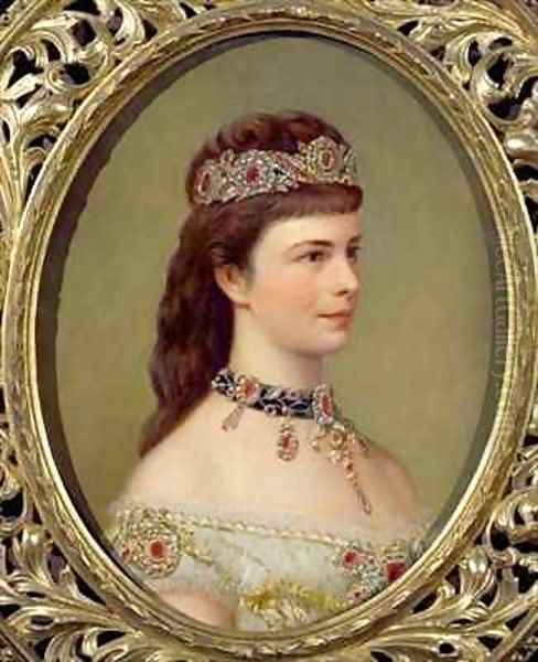 Portrait of the Empress Elizabeth of Austria (1837-98), wife of Franz Joseph (1830-1916) Oil Painting by Theodor Breidwiser or Breitwieser