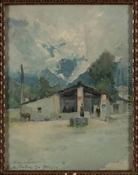 A Bobbio Pellice Oil Painting by Giovanni Battista Carpanetto