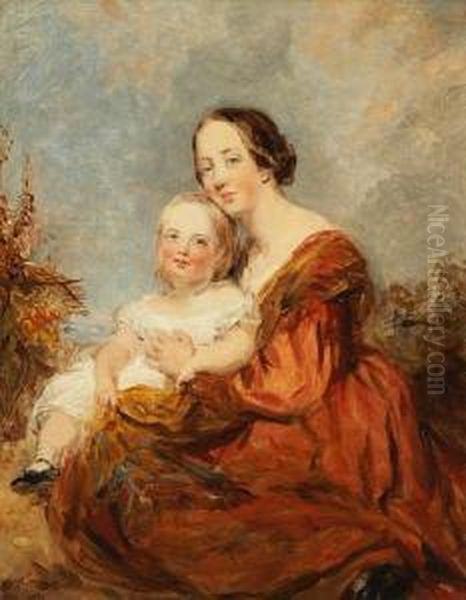 The Hon.mrs.h.marshall And Her Son Oil Painting by Margaret Sarah Carpenter