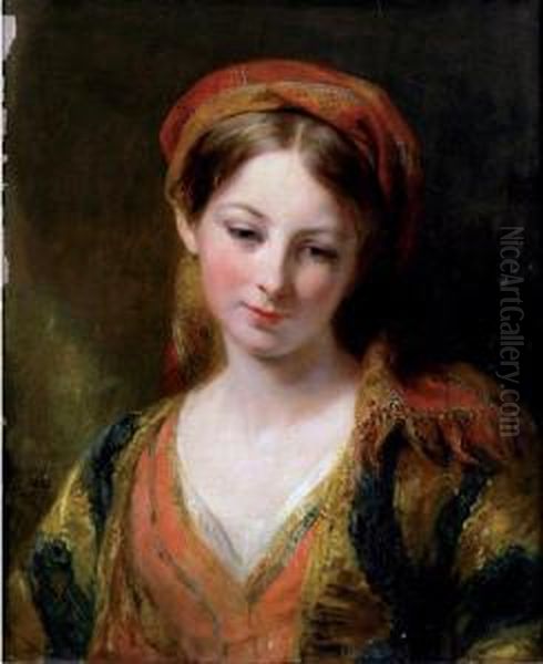 Portrait Of A Young Beauty Oil Painting by Margaret Sarah Carpenter