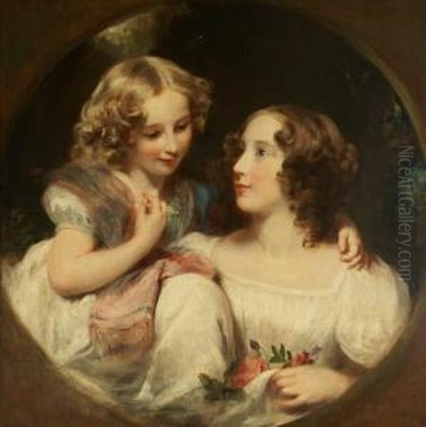 Children Of The Artist Oil Painting by Margaret Sarah Carpenter