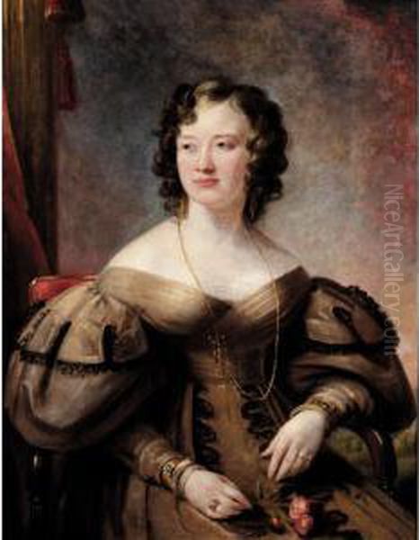 Portrait Of A Lady, Possibly Lady Lewin Oil Painting by Margaret Sarah Carpenter