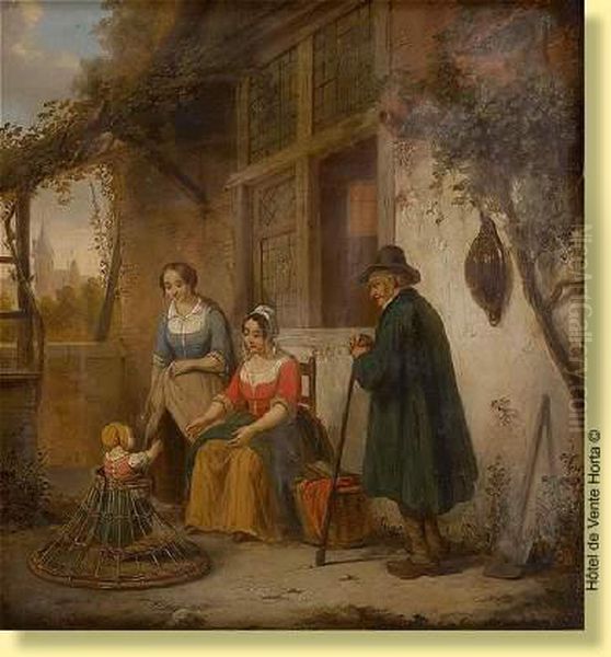 Les Premiers Pas Oil Painting by Henri Jos. Gommarus Carpentero