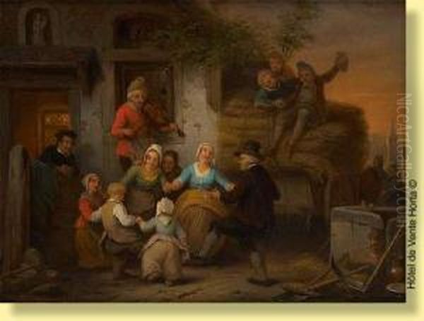 Scene De Rejouissances Devant Une Taverne Oil Painting by Henri Jos. Gommarus Carpentero